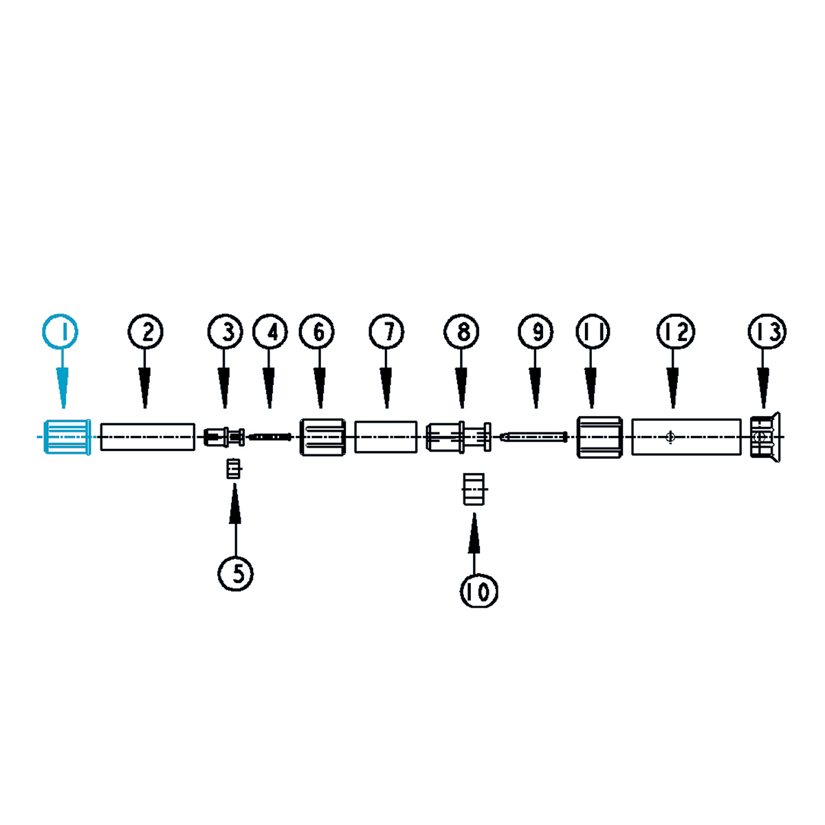 Endhülse für Teleskopstange innen d24 PP blau (geschlossen) Endhülse für Teleskopstange innen d24 PP blau (geschlossen)