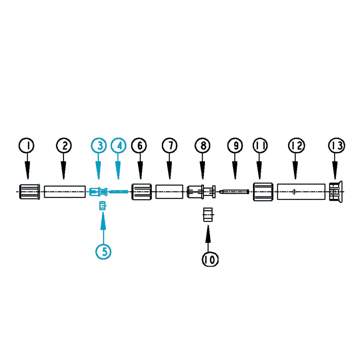 Exzenter für Teleskopstange innen 3-teilig schwarz komplett Exzenter für Teleskopstange innen 3-teilig schwarz komplett
