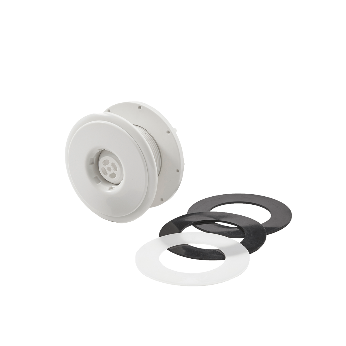 Ocean Einströmdüse De Luxe DIN, ABS, DIN EN16582 Kugel, Einbauset für Poly-, Vinylester-, PP-becken, weiß Ocean Einströmdüse De Luxe DIN, ABS, DIN EN16582 Kugel, Einbauset für Poly-, Vinylester-, PP-becken, weiß