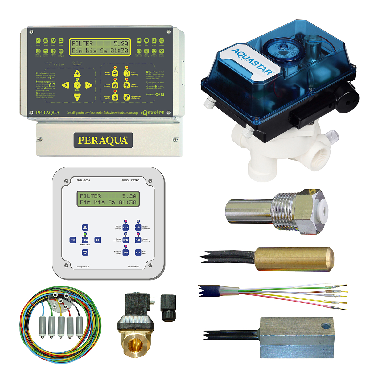 iQntrol-P5 Rückspülset PROFI für die automatische Rückspülung, Filtersteuerung und Heizungsregelung, Überlaufbehältersonden, Fernbedienteil, inkl. Praher 2“ Aquastar MP6 pos iQntrol-P5 Rückspülset PROFI für die automatische Rückspülung, Filtersteuerung und Heizungsregelung, Überlaufbehältersonden, Fernbedienteil, inkl. Praher 2“ Aquastar MP6 pos