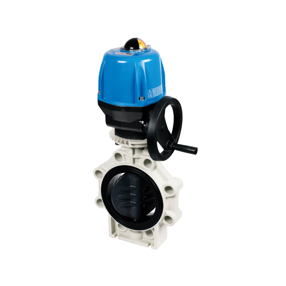 Absperrklappe K4 DN125 PVC grau Flanschanschluss 140-5" DIN-ANSI-JIS-BS PN10 EPDM ER100 90-240VAC Absperrklappe K4 DN125 PVC grau Flanschanschluss 140-5" DIN-ANSI-JIS-BS PN10 EPDM ER100 90-240VAC