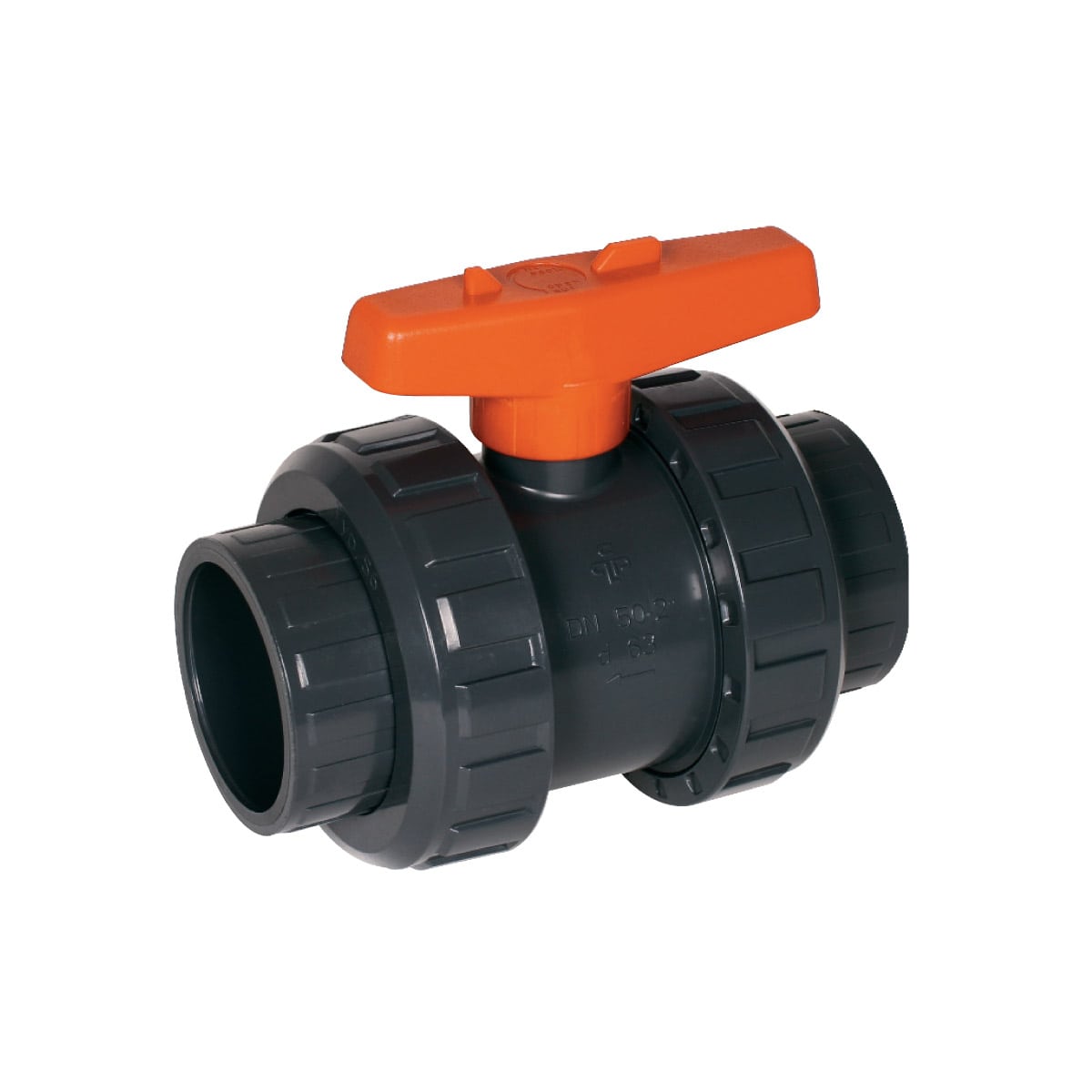 Kugelhahn S6 2W DN40 PVC grau PVCu Klebemuffe d50 metrisch PN16 EPDM PE lose verpackt Kugelhahn S6 2W DN40 PVC grau PVCu Klebemuffe d50 metrisch PN16 EPDM PE lose verpackt