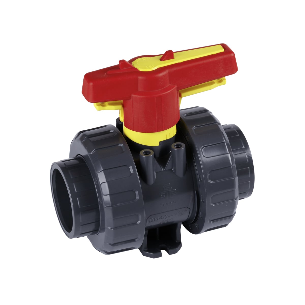 Kugelhahn M1 2W DN40 PVC grau PVCu Klebemuffe d50 metrisch PN16 EPDM PTFE einzeln verpackt Kugelhahn M1 2W DN40 PVC grau PVCu Klebemuffe d50 metrisch PN16 EPDM PTFE einzeln verpackt