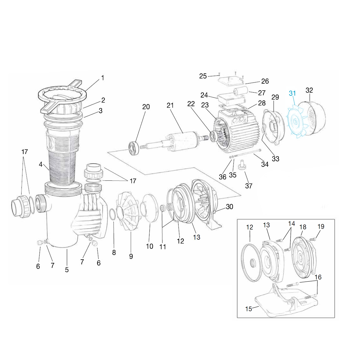 Ventilator für Ocean® Filterpumpe O150-300 Ventilator für Ocean® Filterpumpe O150-300