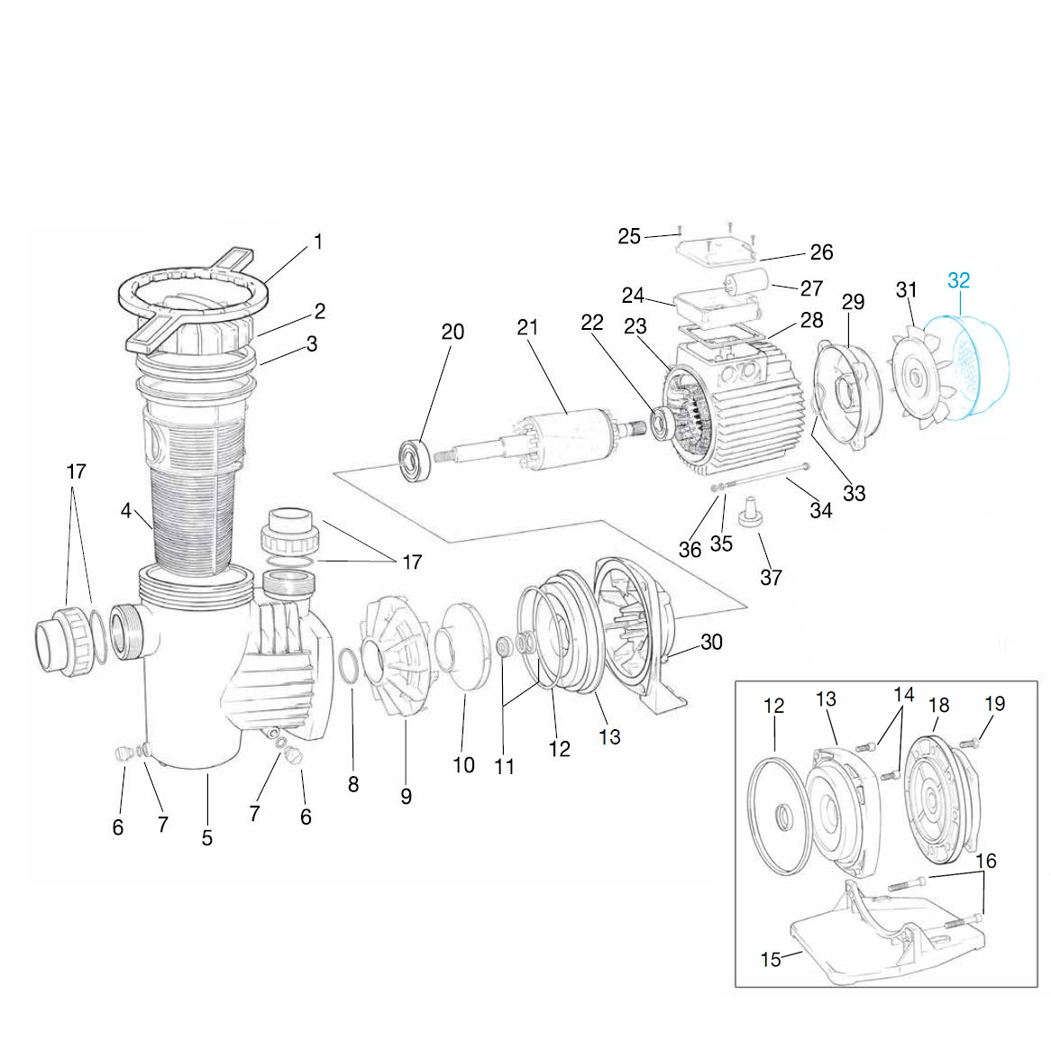 Ventilatordeckel für Ocean® Filterpumpe O150-300 Ventilatordeckel für Ocean® Filterpumpe O150-300