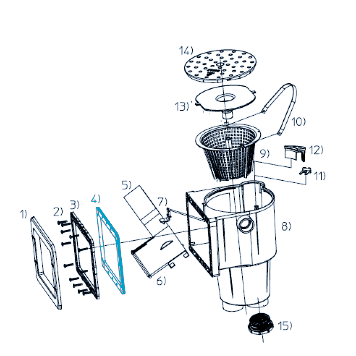 Blendrahmen für Smart Skimmer High75 ABS weiss Blendrahmen für Smart Skimmer High75 ABS weiss