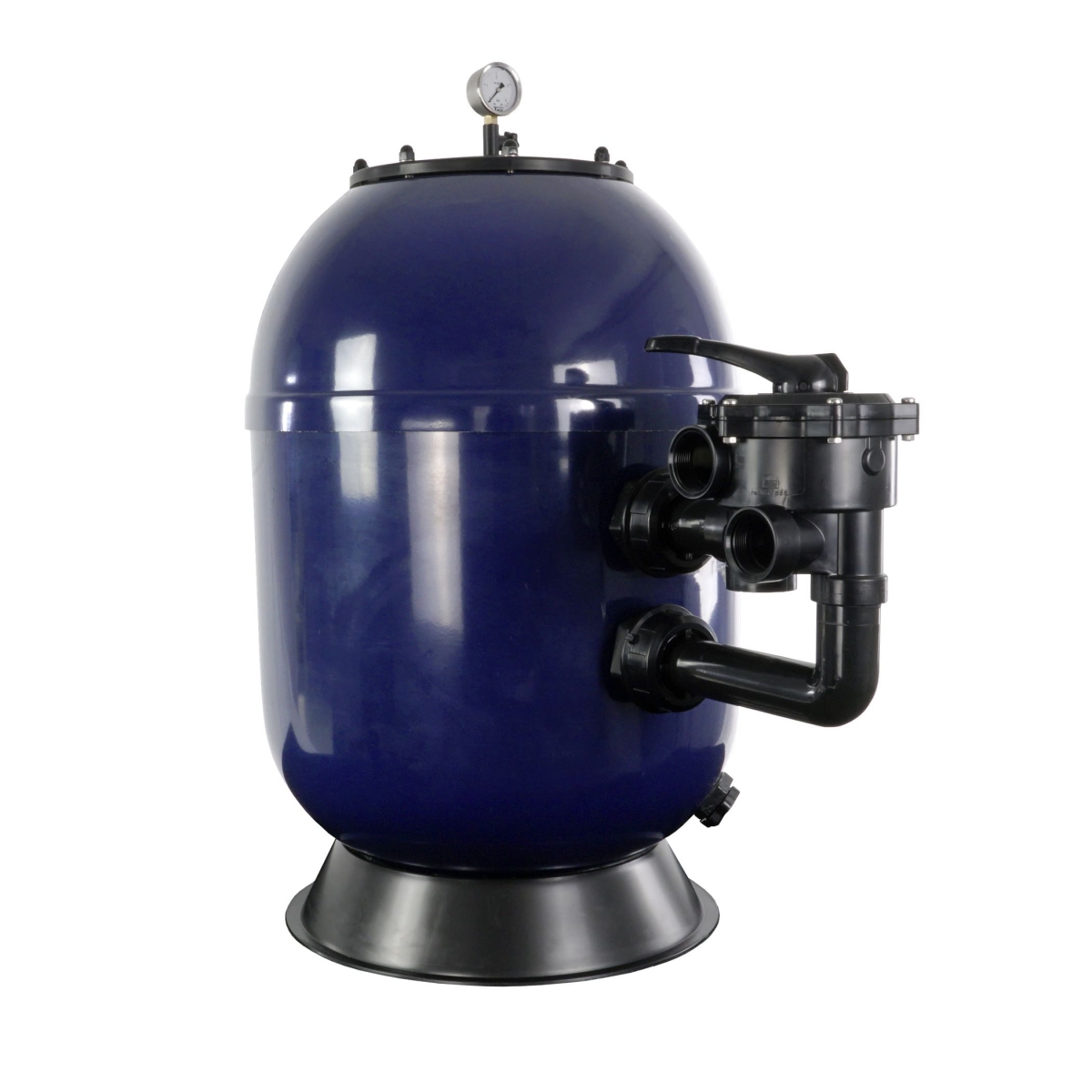 Polyester Filter VIENNA II laminiert, side mount, blau d510, Flanschdeckel schwarz, inkl. Manometer, Verrohrungsgarnitur und original Praher SM 1 ½" 6 Wege Rückspülventil manuell Polyester Filter VIENNA II laminiert, side mount, blau d510, Flanschdeckel schwarz, inkl. Manometer, Verrohrungsgarnitur und original Praher SM 1 ½" 6 Wege Rückspülventil manuell