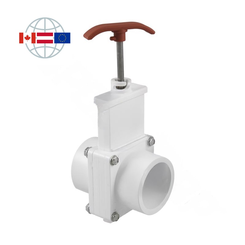 Praher Plastics Canada Absperrschieber, DN80, PVC-U, Klebemuffen d90 metrisch, PN3,5, EPDM O-Ringe, weiß Praher Plastics Canada Absperrschieber, DN80, PVC-U, Klebemuffen d90 metrisch, PN3,5, EPDM O-Ringe, weiß