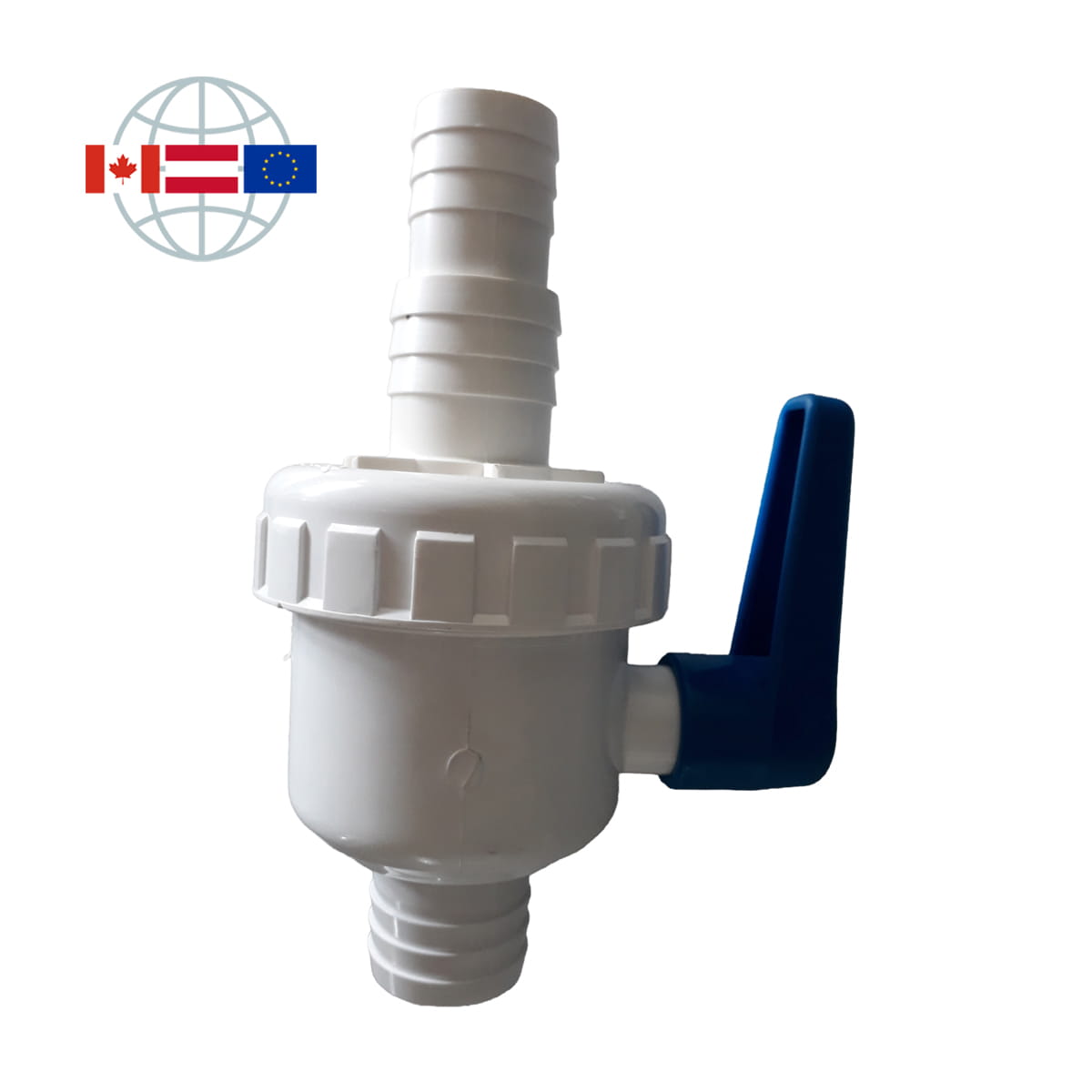 Praher Plastics Canada 2-Wege Kugelhahn SU, DN40, PVC, Schlauchtülle d38, Schlauchtülle d32-d38 mit Überwurfmutter, EPDM O-Ringe, Polyethylen Kugelsitzring, weiss Praher Plastics Canada 2-Wege Kugelhahn SU, DN40, PVC, Schlauchtülle d38, Schlauchtülle d32-d38 mit Überwurfmutter, EPDM O-Ringe, Polyethylen Kugelsitzring, weiss
