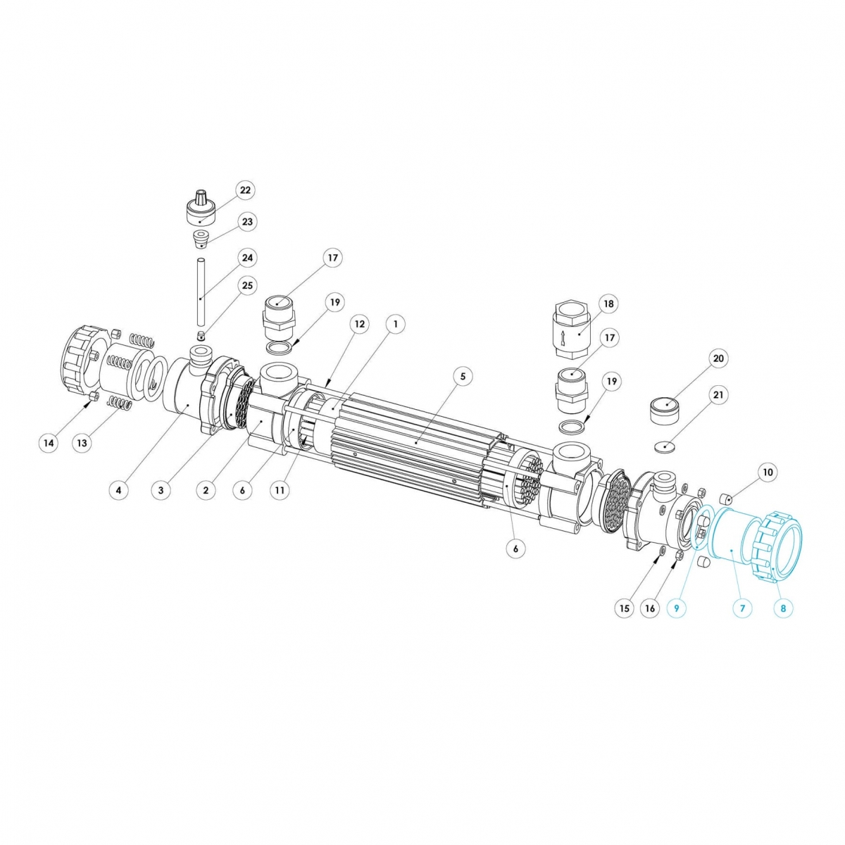 Verschraubung 50 mm für Titan Röhrenwärmetauscher Verschraubung 50 mm für Titan Röhrenwärmetauscher
