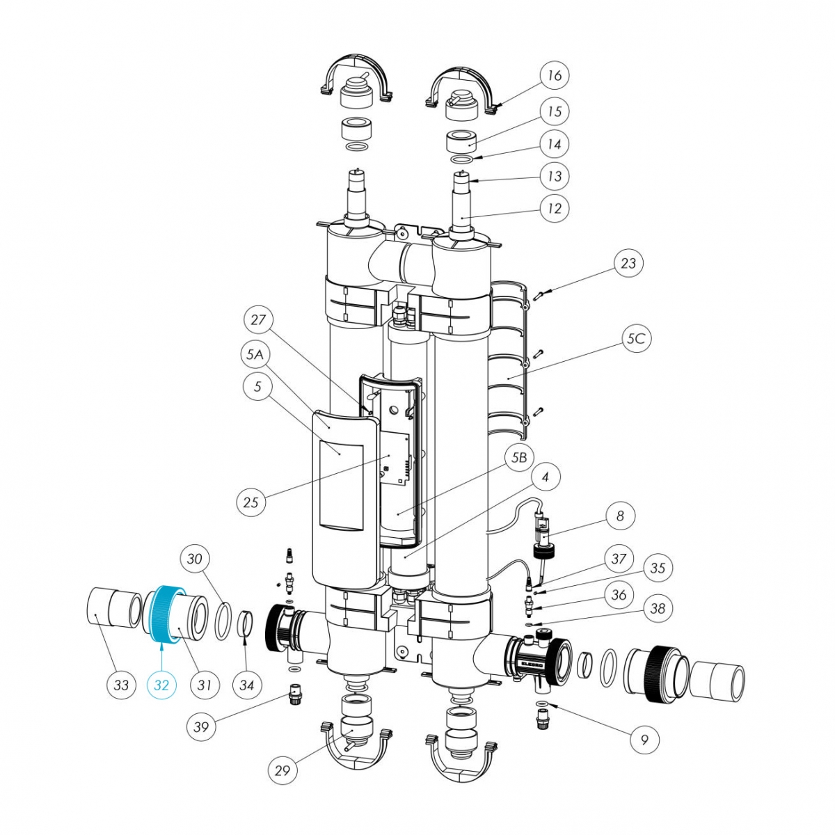 Überwurfmutter für Quantum oder UV-C 55W/110W Überwurfmutter für Quantum oder UV-C 55W/110W