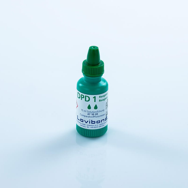 Lovibond® Flüssigreagenz DPD 1 Reagenzlösung, 15 ml, grüne Tropfflasche, passend für Photometer MD 110 und MD 200 Lovibond® Flüssigreagenz DPD 1 Reagenzlösung, 15 ml, grüne Tropfflasche, passend für Photometer MD 110 und MD 200