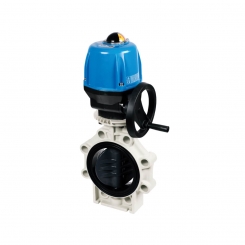 Absperrklappe K4 DN100 PVC grau Flanschanschluss 110 - 4" DIN-ANSI-JIS-BS PN10 EPDM ER60 90-240VAC Absperrklappe K4 DN100 PVC grau Flanschanschluss 110 - 4" DIN-ANSI-JIS-BS PN10 EPDM ER60 90-240VAC