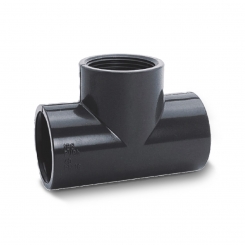 IBG® T-Stück 90° Klebemuffe / Innengewinde, PN10, grau 