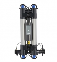 UV-C Wasseraufbereitung 110W 220-240V,  pmax. 3bar, Vmax 42  m3/h, d63/50,  Lebensdauer Lampe (9000 Std.) inkl. Durchfluss Schalter und analoger Anzeige der Lampenlebensdauer UV-C Wasseraufbereitung 110W 220-240V,  pmax. 3bar, Vmax 42  m3/h, d63/50,  Lebensdauer Lampe (9000 Std.) inkl. Durchfluss Schalter und analoger Anzeige der Lampenlebensdauer