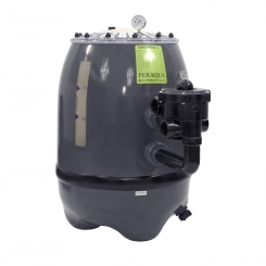 Polyester Filter Bregenz 2, d760, inkl. original Praher 6-Wege Ventil 2" in schwarz, Side Mount, transparenter Flanschdeckel, RAL7024 graphitgrau Polyester Filter Bregenz 2, d760, inkl. original Praher 6-Wege Ventil 2" in schwarz, Side Mount, transparenter Flanschdeckel, RAL7024 graphitgrau