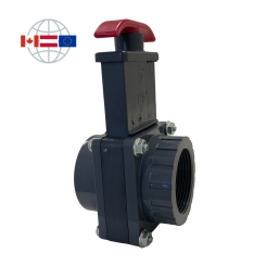 Praher Plastics Canada Absperrschieber, PVC-U, IG BSP 1½", Klebemuffe d50, PN3,5, EPDM O-Ringe, grau 