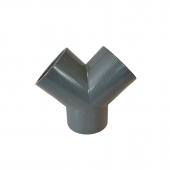 Y-Stück, PVC, Klebemuffen metrisch, PN16, grau 