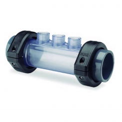 Transparente Elektrodenhalterung d50, 3x Sensoraufnahmen ½" Innengewinde Transparente Elektrodenhalterung d50, 3x Sensoraufnahmen ½" Innengewinde