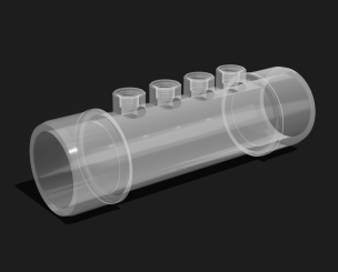 Transparente Impfstrecke, 4 x 1/4"-Gewinde, d50/63 Transparente Impfstrecke, 4 x 1/4"-Gewinde, d50/63